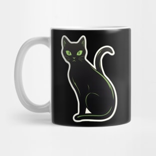 Mysterious Black Cat with Piercing Green Eyes Mug